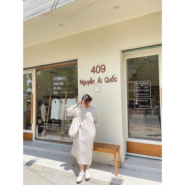 Đầm sơ mi linen trẻ trung năng động