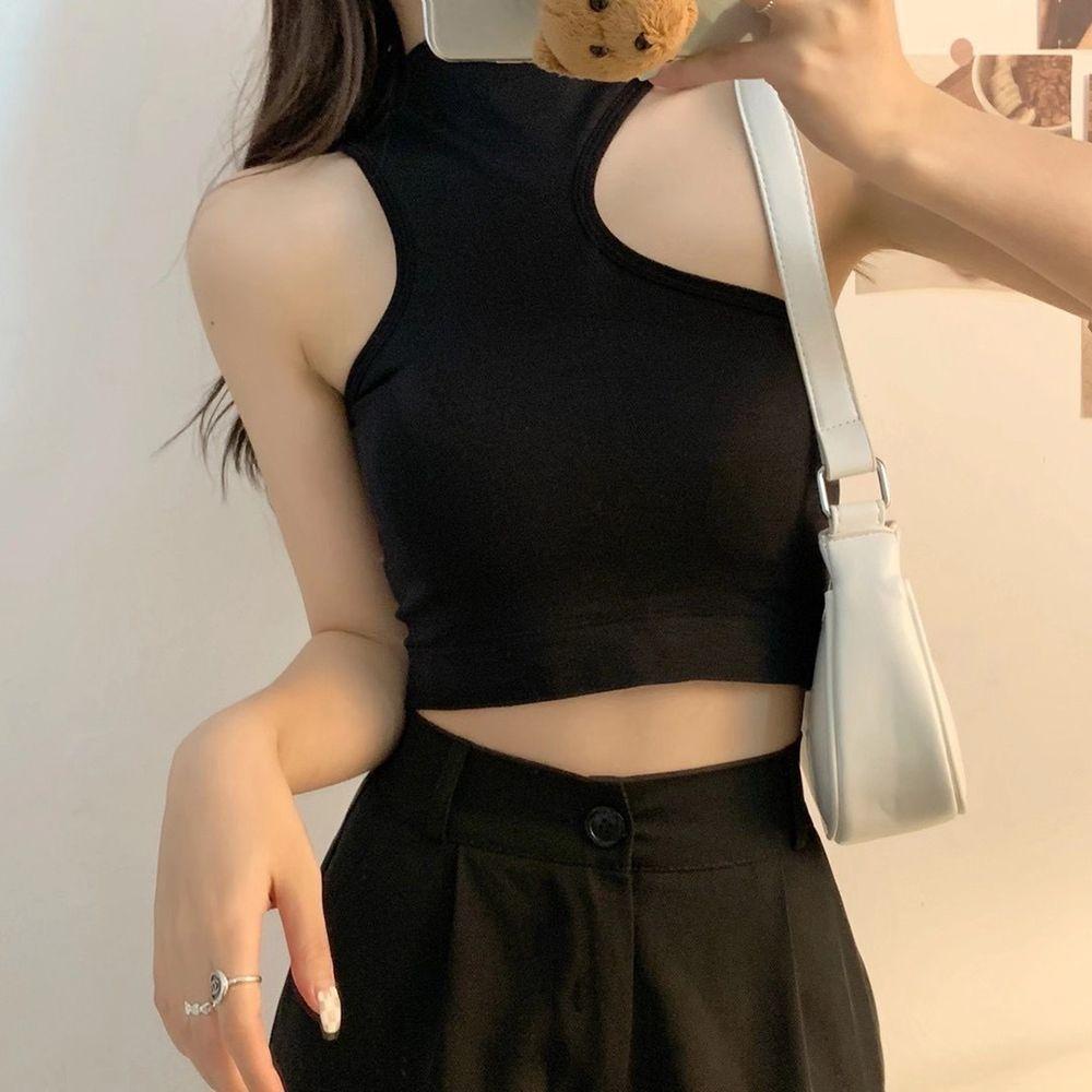 Áo Croptop Không Tay Không Đường May Có Đệm Ngực Thời Trang Dành Cho Nữ