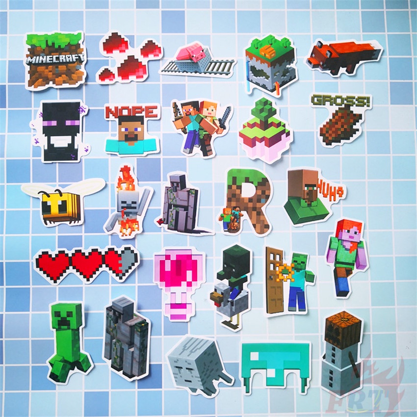 Bộ 50 Miếng Dán Họa Tiết Minecraft - Series 07 Thời Trang Dùng Trang Trí Diy