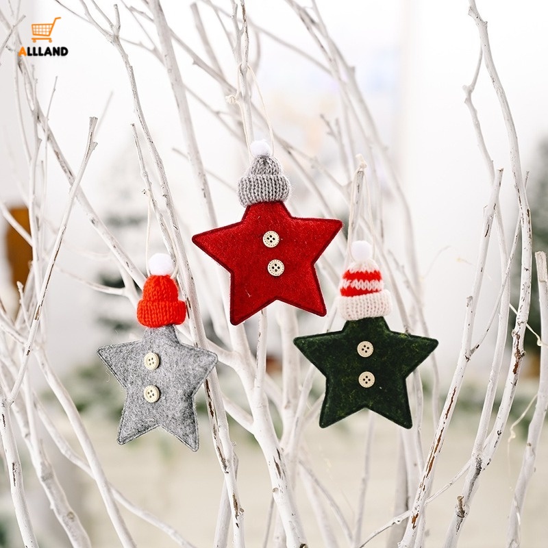 Ngôi sao năm cánh dệt kim trang trí cây thông giáng sinh đáng yêu xinh xắn