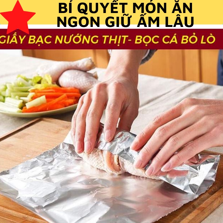 Giấy bạc nướng gói bọc giữ nhiệt bảo quản thực phẩm nấu ăn có thể dùng cho nồi chiên không dầu đa năng tiện lợi