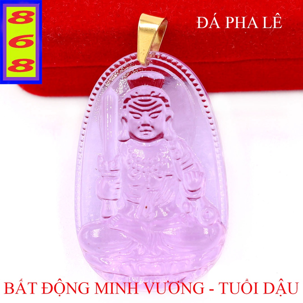 Mặt Dây Chuyền Phật Bất Động Minh Vương Pha Lê Tím 3.6cm - Mặt Size Nhỏ - Tặng Kèm Móc Inox - Phong Thủy 868