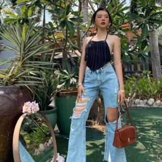 QUẦN JEAN ỐNG LOE RÁCH B065