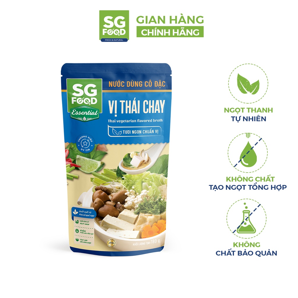 Nước dùng cô đặc vị thái chay SGFOOD 180gr nấu lẩu chế biến món ăn tươi ngon chuẩn vị