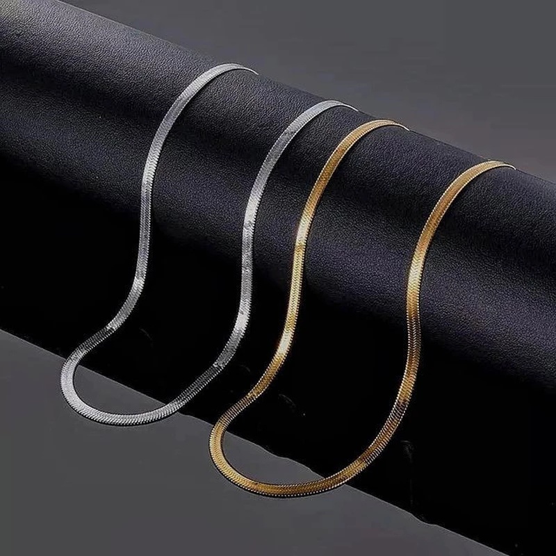 Vòng cổ Xương Rắn Bằng Thép Không Gỉ Màu Vàng/Bạc Thời Trang Unisex
