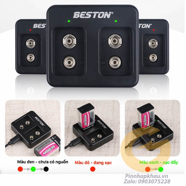 [P101] Bộ 2 pin sạc 9v và dock sạc cho 2 pin 800mah Chính hãng Beston Chuyên Mic karaoke | Bảo hành 2 tháng