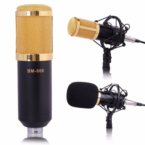 Mic Thu Âm BM800 Giá rẻ + Chân Mic (Đen) + Bông Lọc Âm BBC01