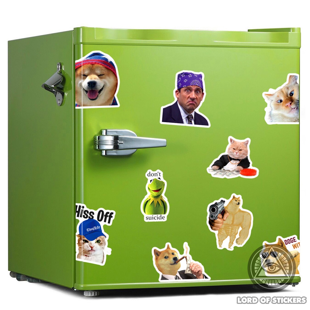 Set 50 Hình Dán Meme Sticker Vui Nhộn Hài Hước Chống Thấm Nước Trang Trí Mũ Bảo Hiểm, Điện Thoại, Ván Trượt, Laptop, Sổ
