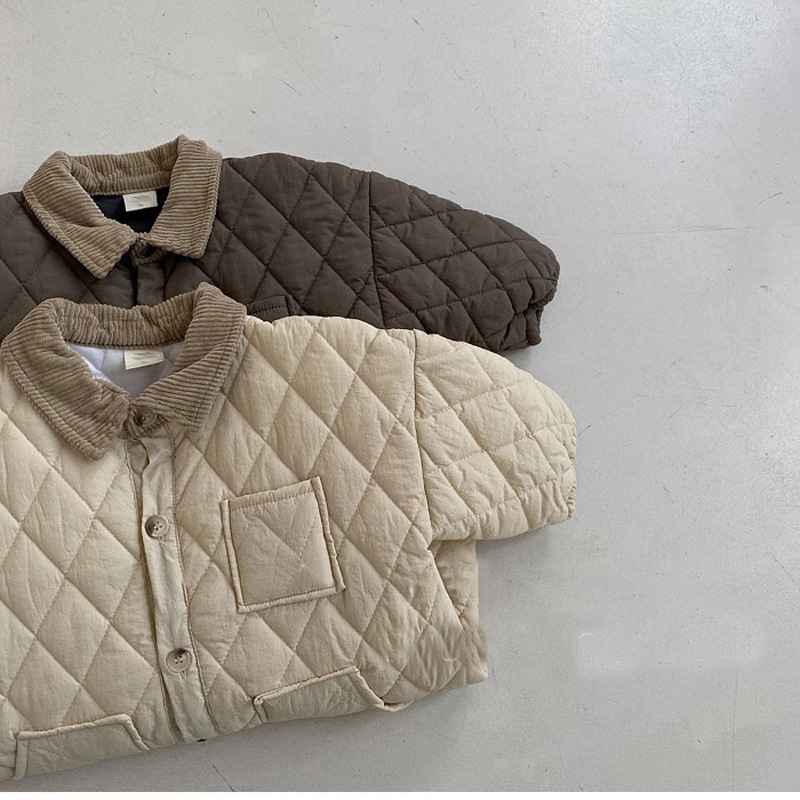 Áo liền quần in họa tiết hình thoi thời trang mùa đông cho bé