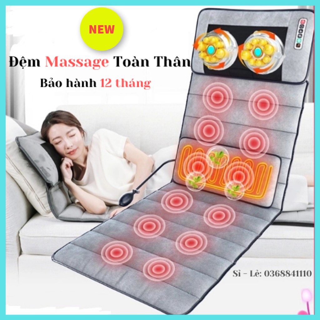 Đệm MASSAGE MATTRESS toàn thân đa điểm rung (kèm gối) - bảo hành 12 tháng