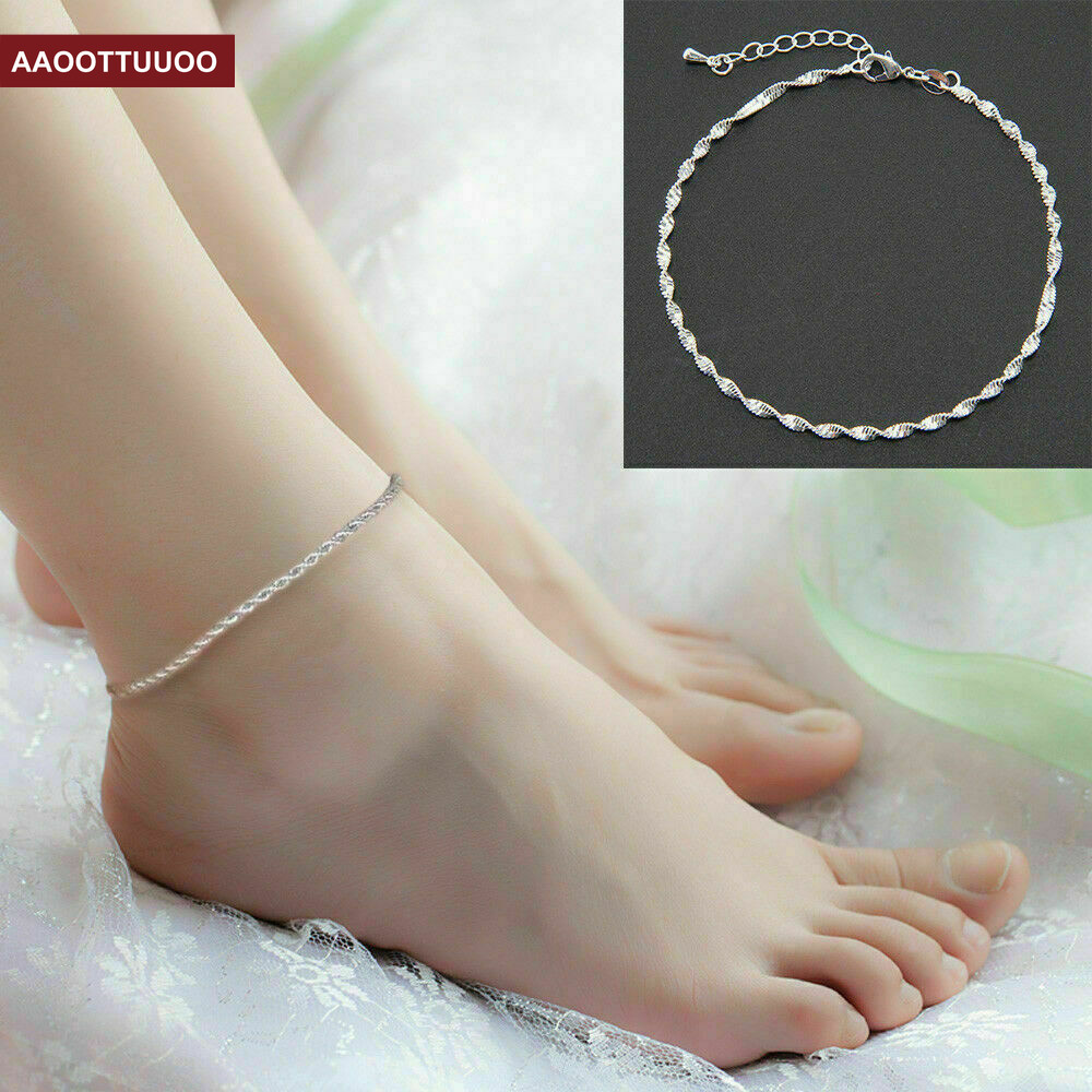 Lắc Chân Màu Bạc Thiết Kế Đơn Giản Dành Cho Nữ