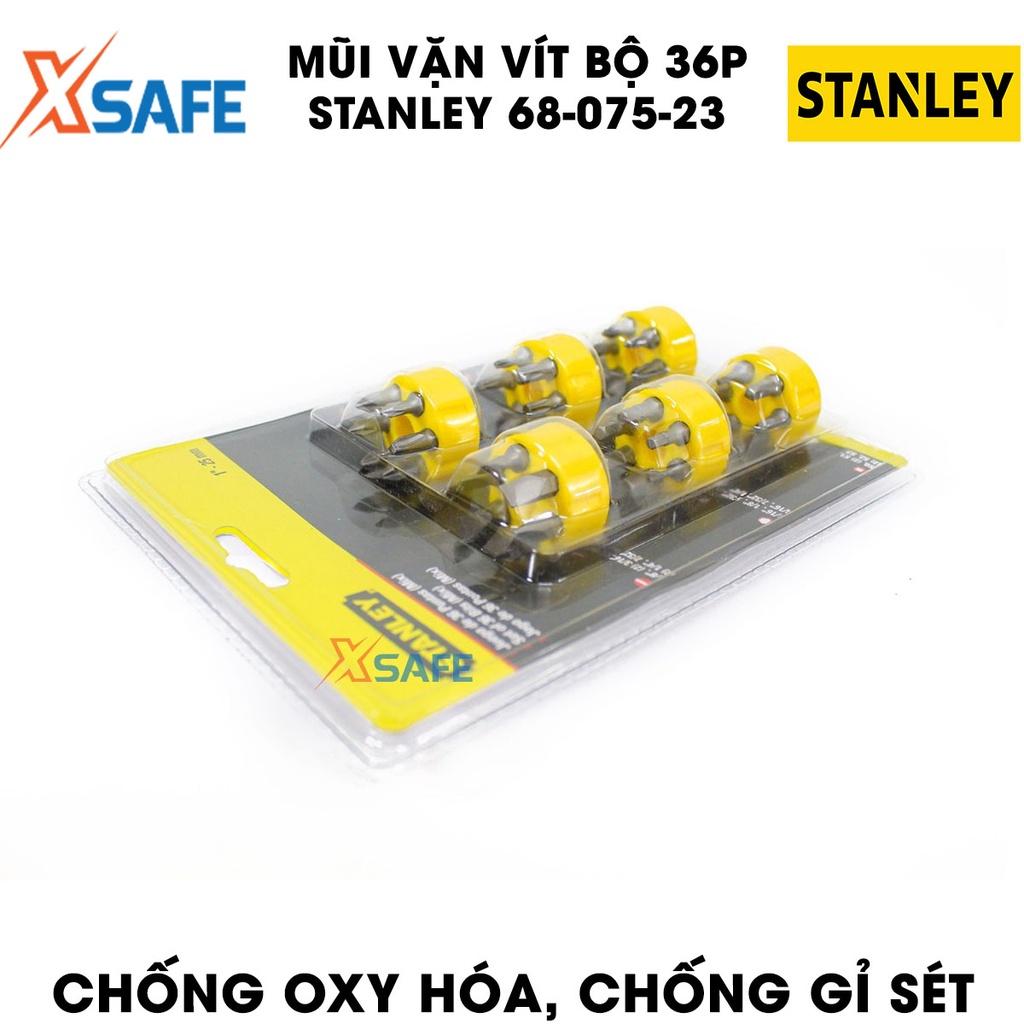 Mũi vặn vít STANLEY 68-075-23 36 chi tiết Bộ 36 mũi vít đa kích thước Stanley mạ chrome, không gỉ - chính hãng