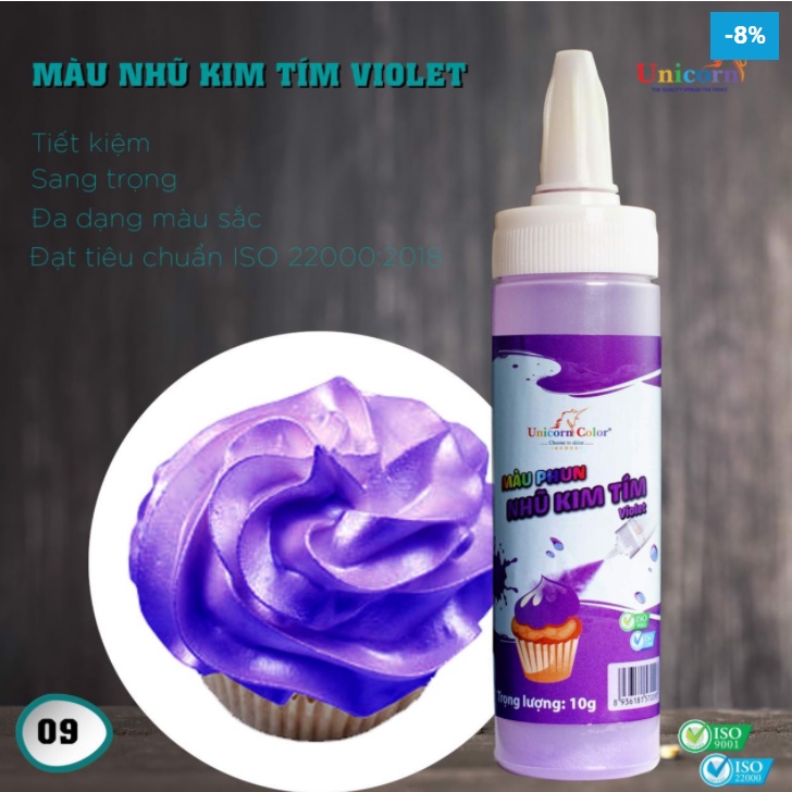 Màu phun nhũ kim thực phẩm Unicorn Color, màu phun nhũ kim Unicorn