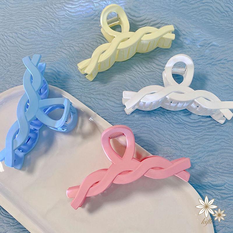 Kẹp tóc hàm cá mập kiểu xoắn dây thời trang xuân và hè màu macaron