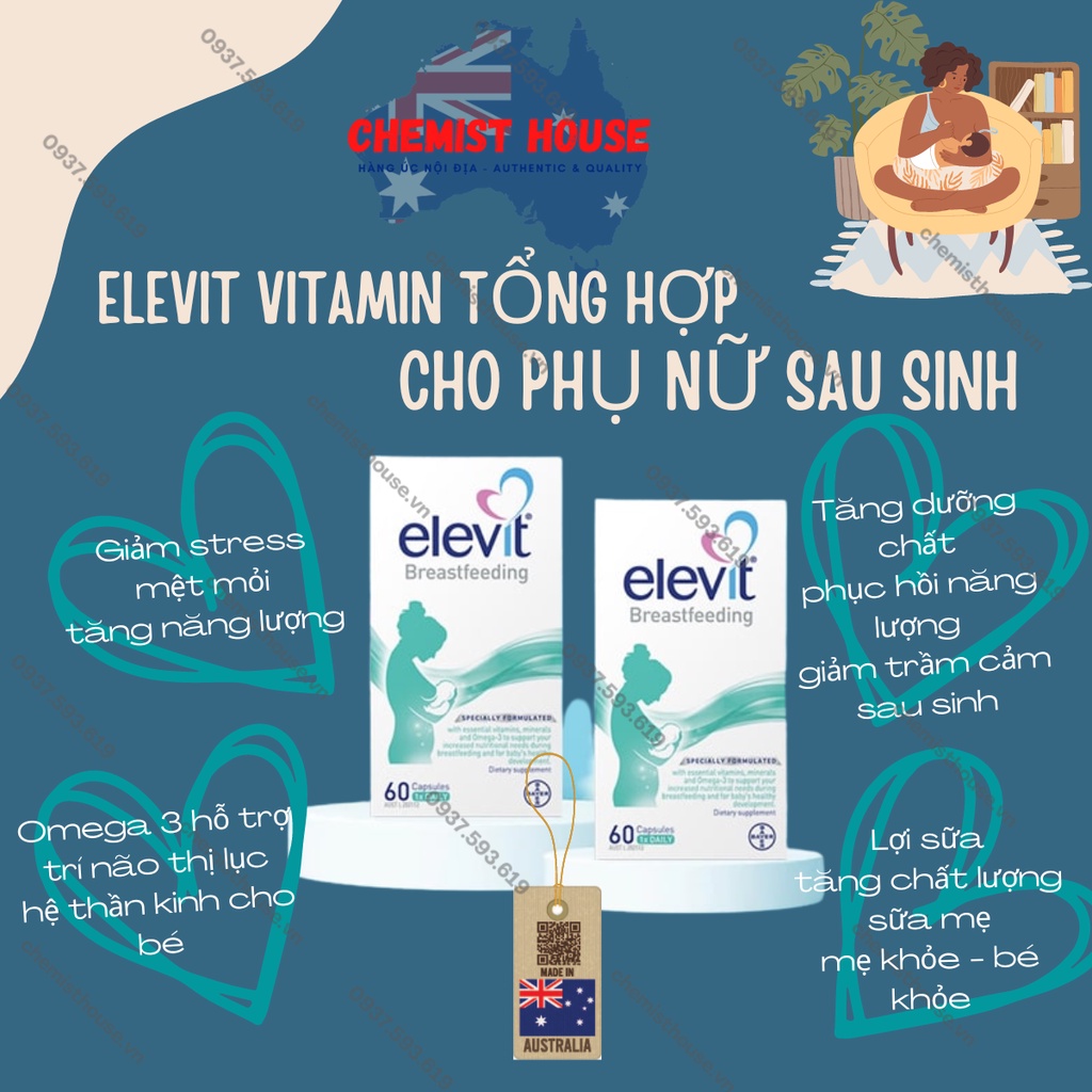 [Hàng chuẩn Úc] ELEVIT COMBO DƯỠNG SỨC CHO MẸ SAU SINH