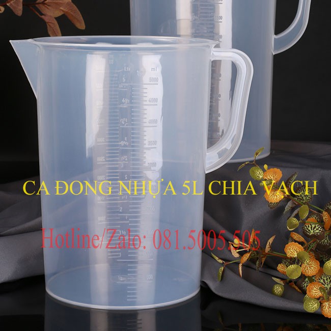 Ca đong ml nhựa định lượng cao cấp Dung tích đong tối đa 5 lít - Ca đong định lượng 5000ml có vạch chia ml chi tiết