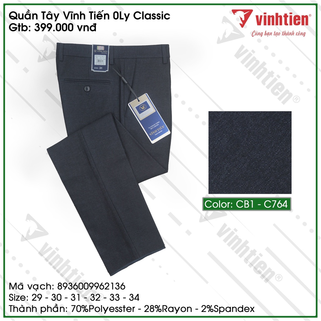 Quần Tây 0ly VT Classic 399 Vĩnh Tiến - Nhiều Màu