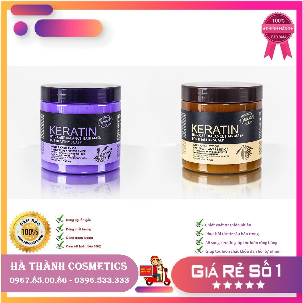 Kem ủ tóc KERATIN COLLAGEN 1000ML LAVENDER BRAZIL NUT, Hấp tóc KERATIN Mềm Mượt, Phục Hồi Hư Tổn