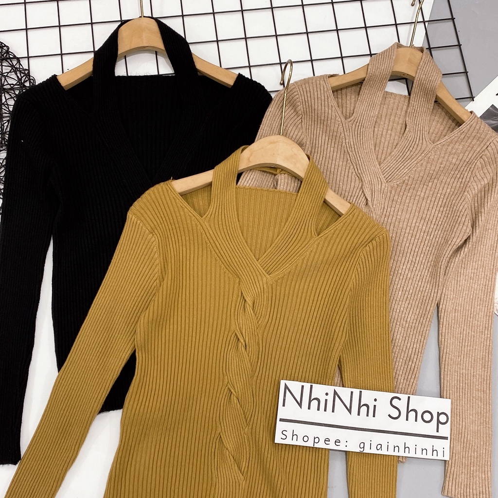 Áo len cổ xoắn dáng ôm dài tay hàng L1 co giãn AL1703 - NhiNhi Shop