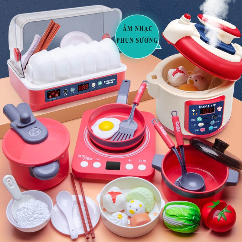 [Giao từ Hà Nội]Bộ đồ chơi nấu ăn nhà bếp cho bé nhiều chi tiết, nhựa nguyên sinh an toàn