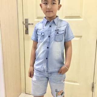 Áo sơmi jean, áo jean nam, áo jean cotton bé trai