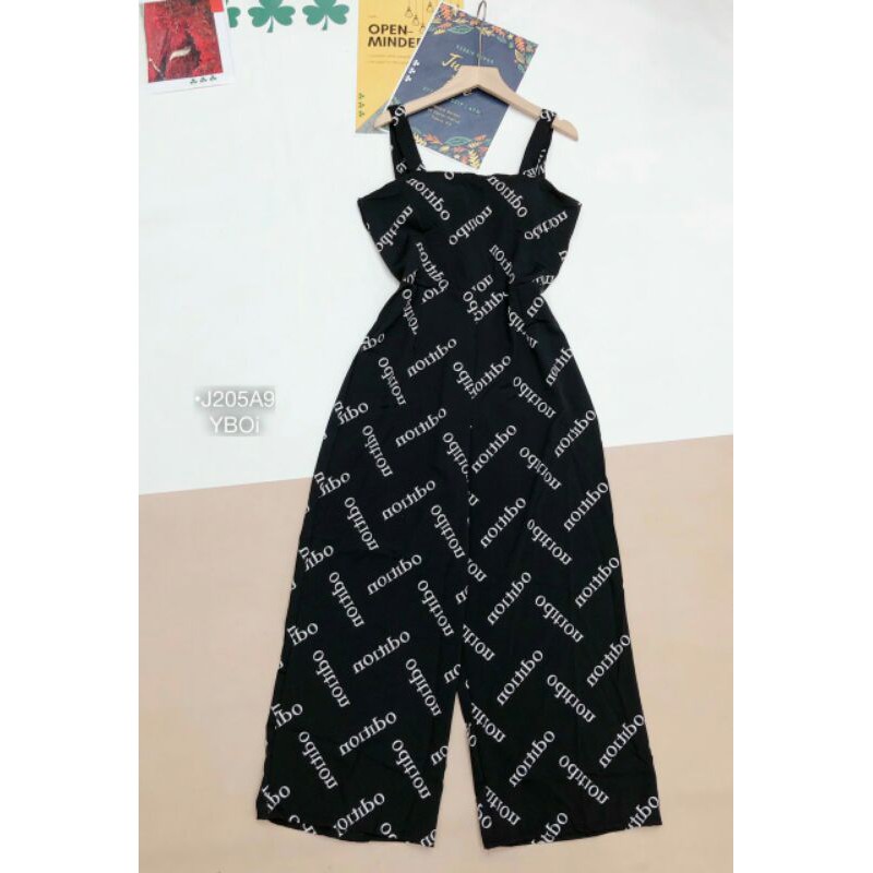 JUMPSUIT 2 DÂY CHẤM BI VÀ IN CHỮ ( ms B792180)