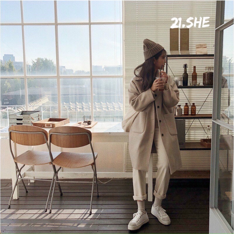 [Ảnh thật/hàng QC] Áo khoác dạ dài túi tròn ulzzang/ Áo dạ 2 lớp dày dặn | BigBuy360 - bigbuy360.vn