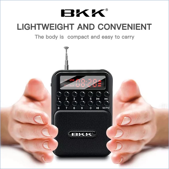 Loa máy nghe nhạc BKK B872 mp3 mini đa năng nghe pháp kinh phật đài fm đọc thẻ nhớ - pin sạc được, 3W