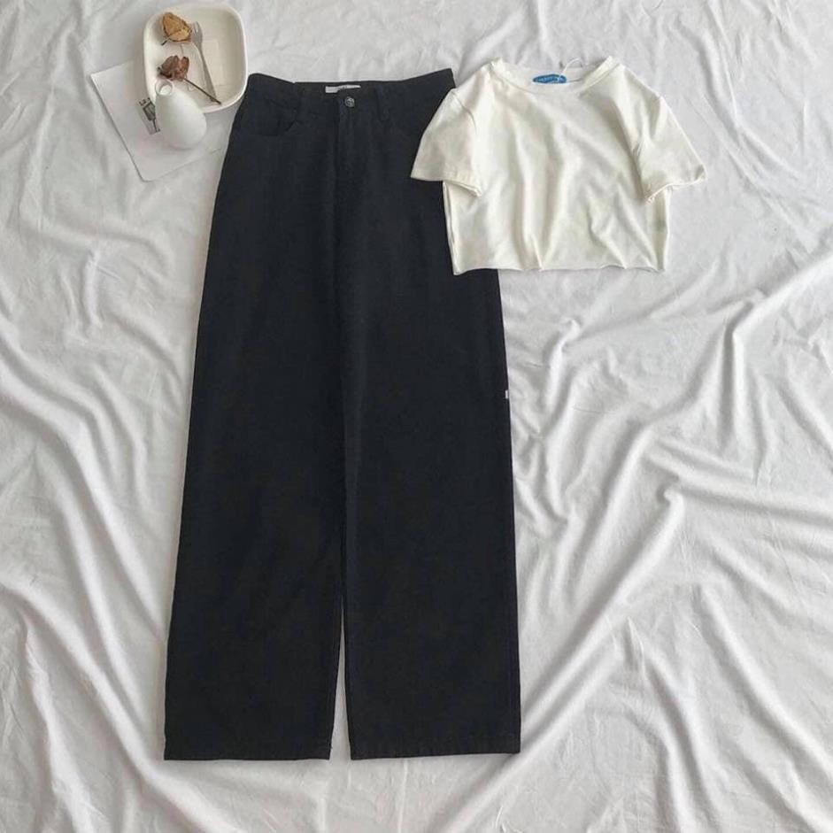 Quần Ống Sớ Cạp Khuy,Culottes suông ống rộng cạp cao ĐEN | TRẮNG | BE SIÊU HOT | BigBuy360 - bigbuy360.vn