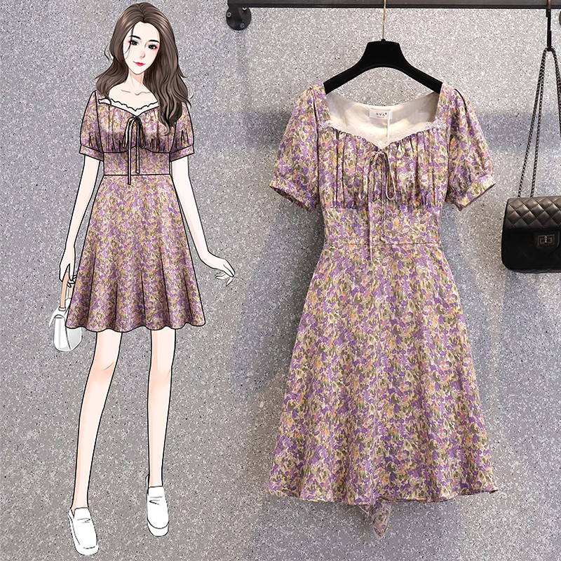 🌸Hàng Order🌸 Váy Hoa Nhí Bigsize Xếp Ly Ngực Dáng Xòe Trẻ Trung Nữ Tính🌸Hàng Quảng Châu