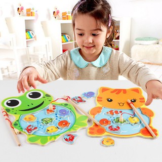 Wooden Toys Magnetic Fishing Game Jigsaw Puzzle Board Education Toy