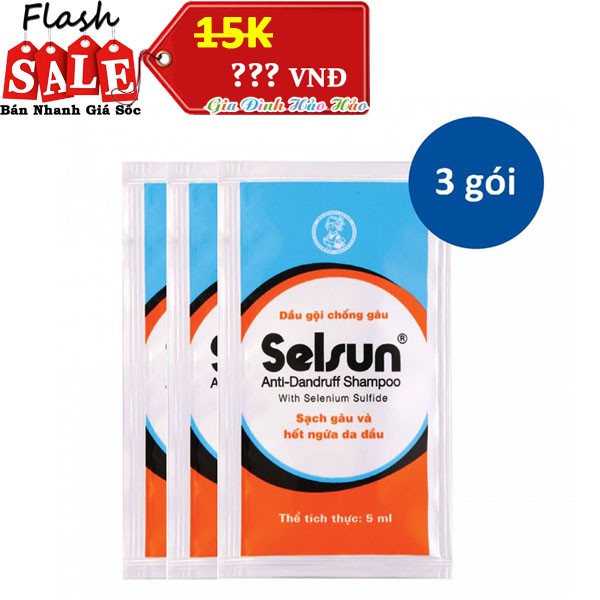 BỘ 3 GÓI DÙNG THỬ DẦU GỘI TRỊ GÀU SELSUN X 5ML