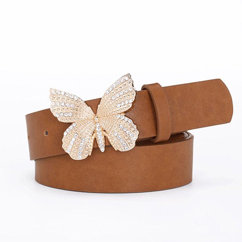 IVORY Thắt Lưng Da Pu Màu Ngà Phối Mặt Hình Bướm Thanh Lịch Thời Trang Cho Nữ