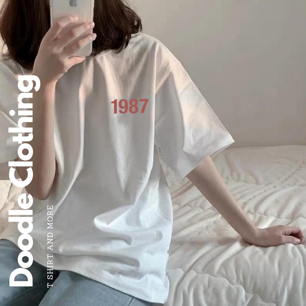 Áo Thun Nam Nữ Tay Lỡ Unisex Phông Trơn Oversize Form Rộng Basic Tee HìnhCLASSIC 1987 đơn giản nhưng chất