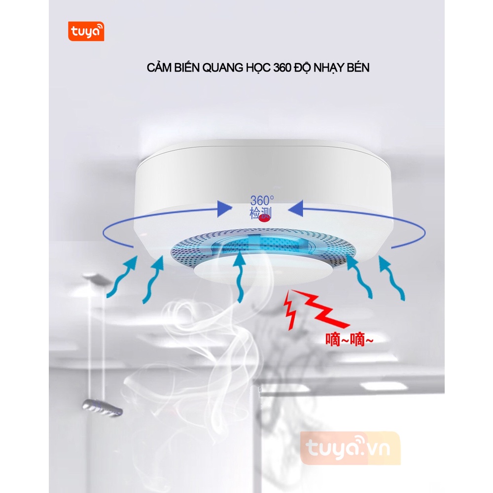 Đầu Cảm Biến Khói Báo Động Hỏa Hoạn Wifi Tuya ST-3v2
