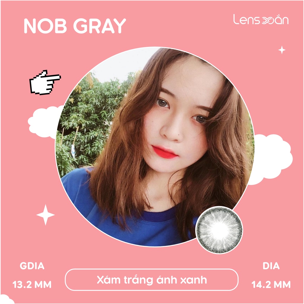 KÍNH ÁP TRÒNG NOB GRAY- HERA: Lens xám trắng ánh xanh siêu tây, hạn 6 tháng| Lens Xoắn (Giá 1 chiếc, đọc lưu ý khi đặt)