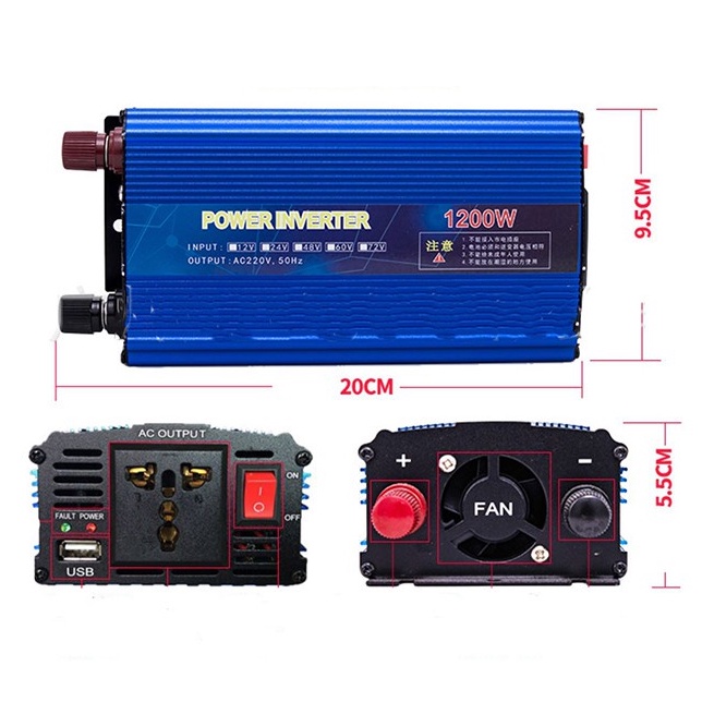 Kích điện 12v lên 220v 1200W MAXIPOWER