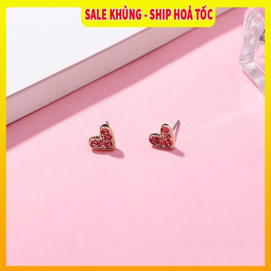 Có Video, Ảnh Thật ⚡SALE⚡ Bông tai bạc 925 đính đá hình trái tim| Khuyên tai nữ| Bông tai đẹp - Wink Accessories L1AS01