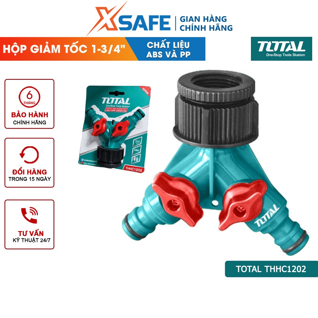 Đầu nối ống nước 2 đầu TOTAL THHC1202 Bộ chia 2 ống nước nút ngắt, nút xoay nhựa ABS và PP
