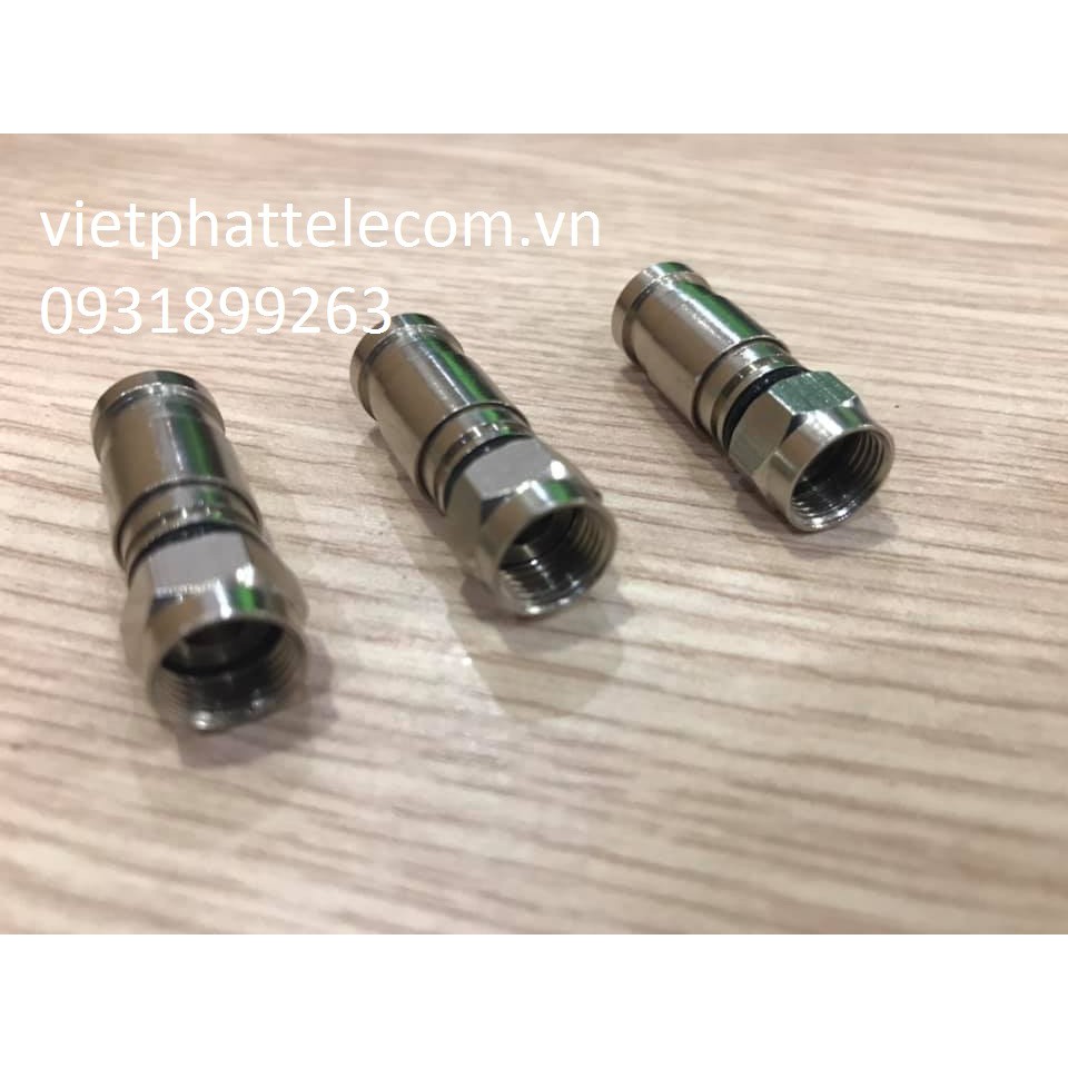 50 Cái Đầu nối rắc giắc F5 nén cho cáp RG6 ngoài trời chống nước dung cho camera, truyền hình tivi Cao Cấp