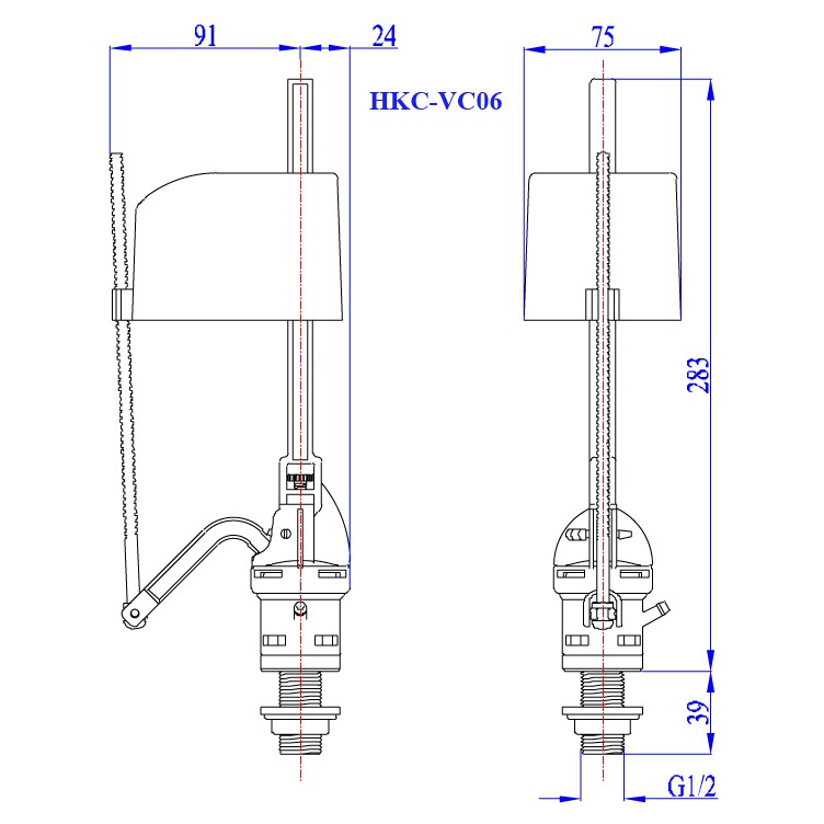 BỘ XẢ BỒN CẦU 1 NHẤN SIÊU NHẸ 2 KHỐI CẤP PISTON HKC-BX46