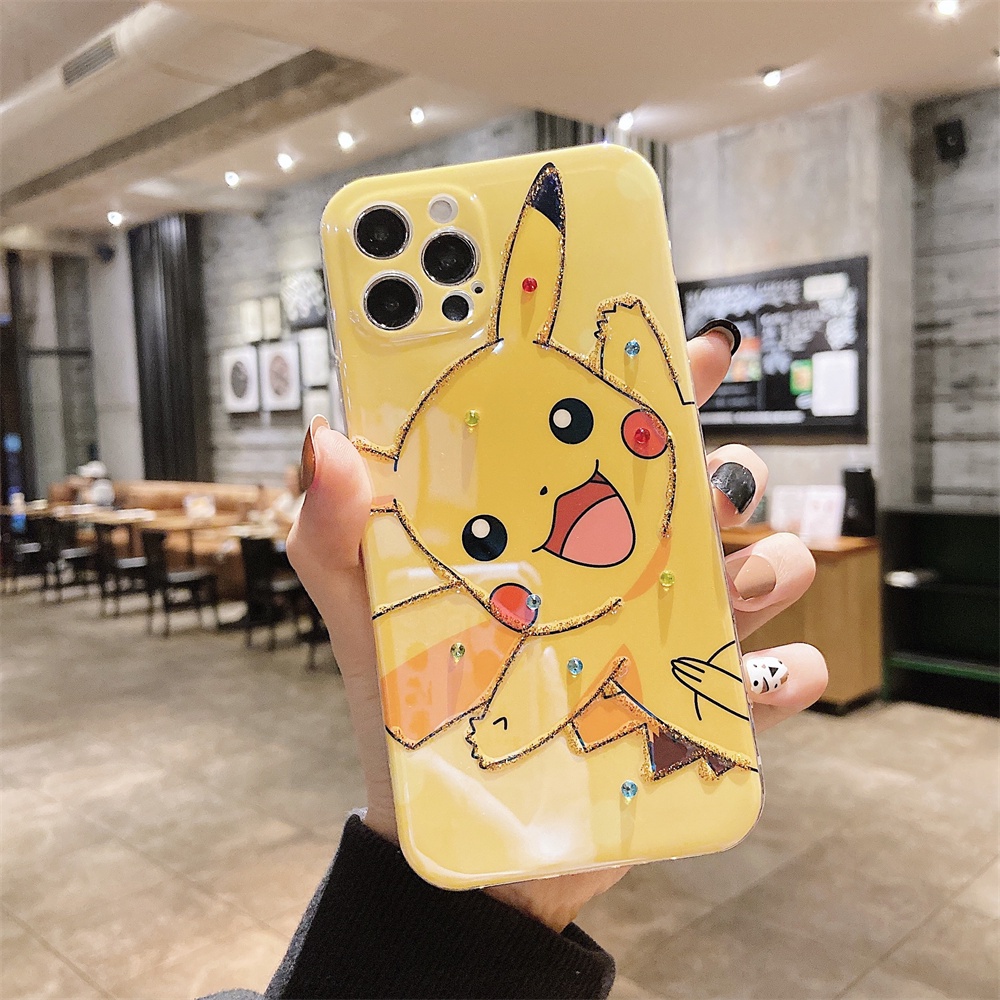 Ốp điện thoại Pikachu đáng yêu thích hợp cho iPhone 13 / 12 Pro Max iP11 X Xr 7/8 Plus