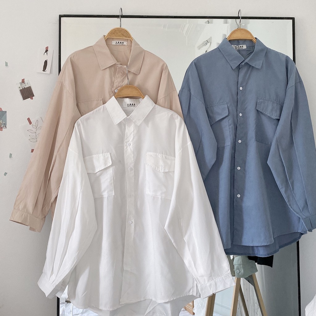 Áo sơ mi dài tay thô mềm 2 bên túi ngực - Xưởng May Hạnh Hồng | BigBuy360 - bigbuy360.vn