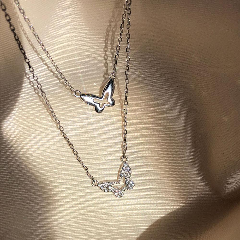 Vòng cổ Hai Lớp Mặt Hình Bướm DWAYNE Thời Trang Dành Cho Nữ