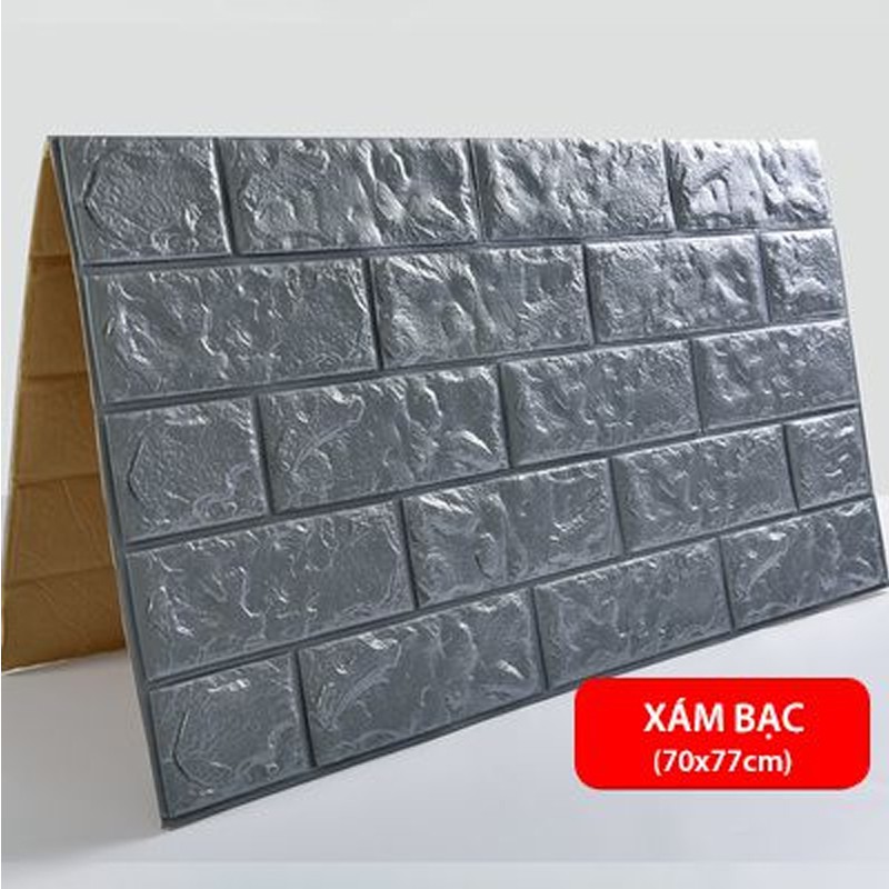 [Kho Hà Nội] Miếng xốp dán tường 3D giả gạch 70 x 77cm - Có Keo Dán Sẵn - Cách âm , Cách Nhiệt Tốt - Chống Nước