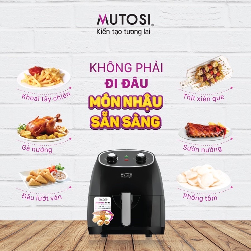 [Chính Hãng] Nồi chiên không dầu  MUTOSI 5,5 lít MF88, lỗi 1 đổi 1, bảo hành 12 tháng toàn quốc