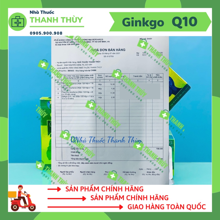 GINKGO Q10  [Hộp 100 Viên] Bổ Sung Dưỡng Chất Giúp Cải Thiện Tình Trạng Thiếu Máu Não Hiệu Quả