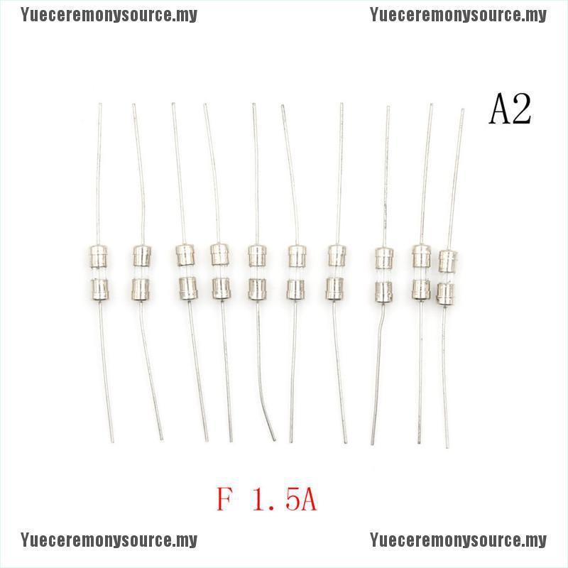 Set 10 Cầu Chì Thủy Tinh Ống Thủy Tinh F1a / 1.5a / 2a / 3a / 5a 3.6x10mm 250v Gh