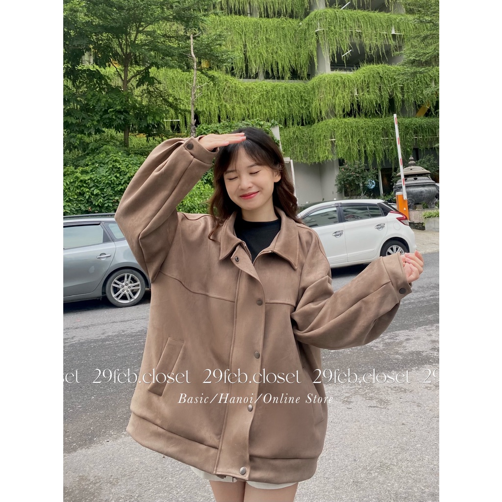 Áo khoác da lộn oversize cúc bấm - 29feb.closet - A105
