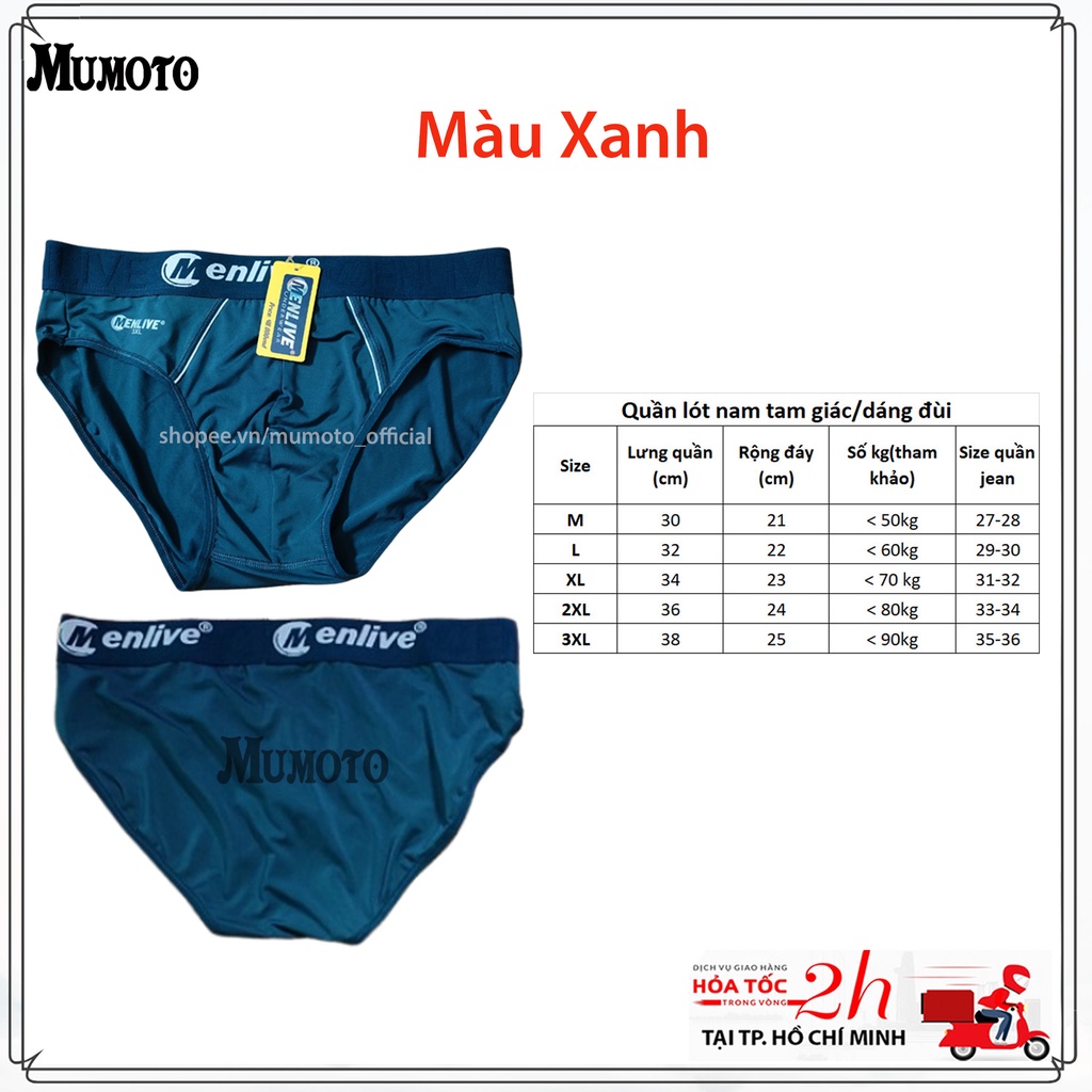Quấn lót nam thun lạnh tam giác Menlive mềm mát không nhăn lưng to lên đến 90kg - MUMOTO